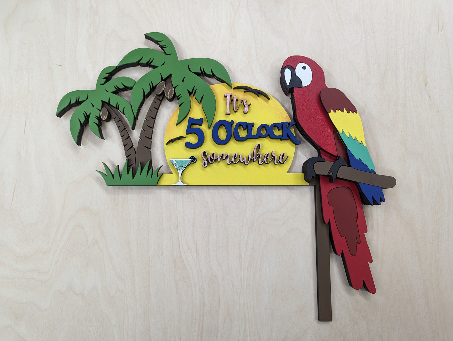 5 O'Clock Somewhere with Parrot Door Frame Corner
