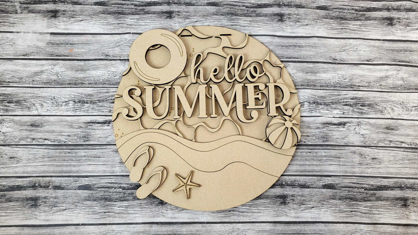 Hello Summer at the Pool or Beachside Door