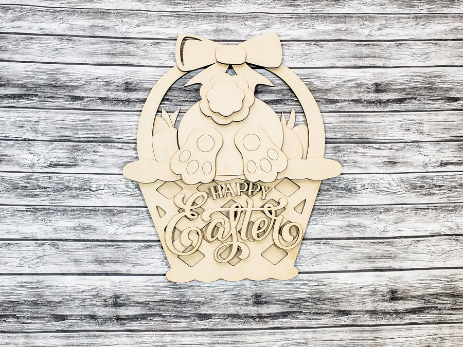 Hello Easter Bunny Butt Basket Door Sign