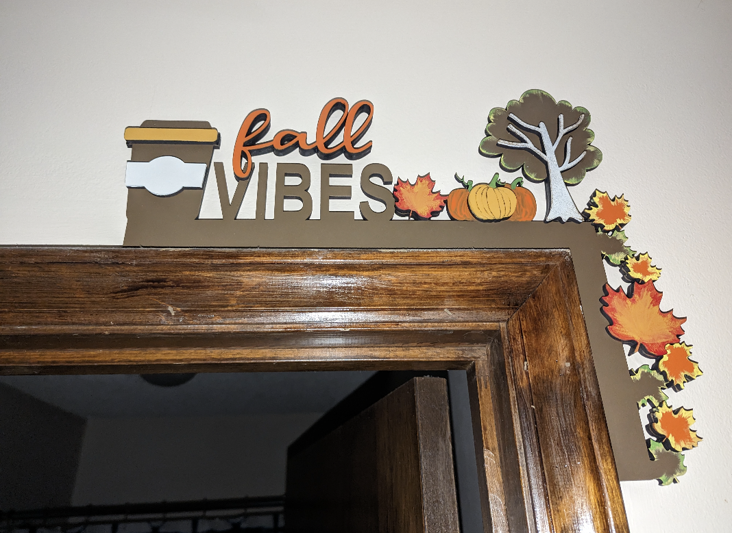 Fall Vibes Coffee and Leaves Door Frame Corner