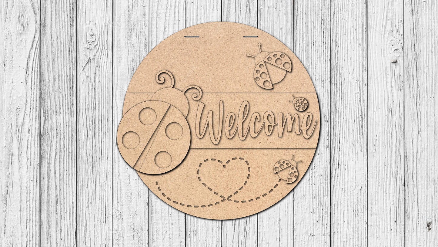 Ladybug Welcome Door Sign