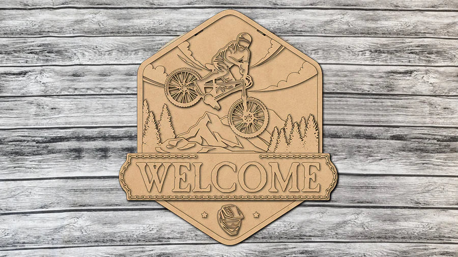 Welcome Mountain Bike Door Sign