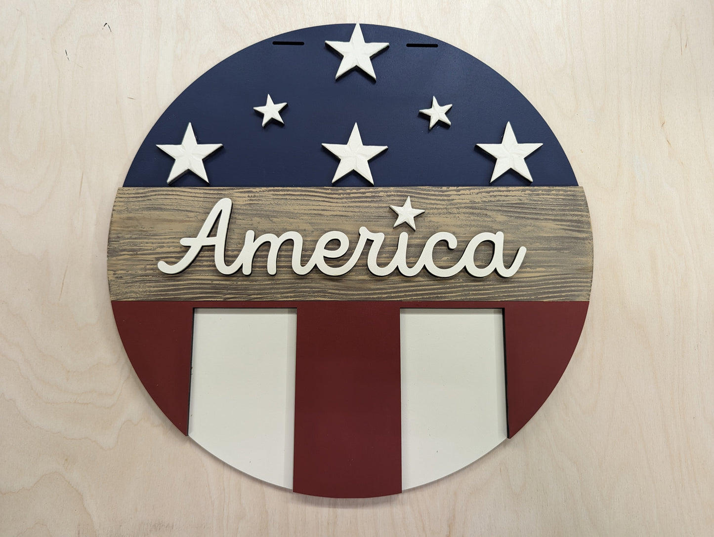 Rustic American Flag Welcome Door Sign