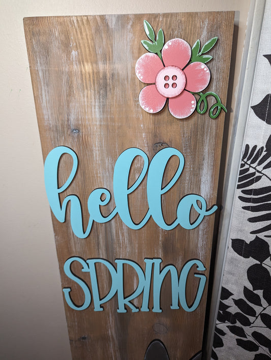 Hello Spring Rabbit Door Leaner