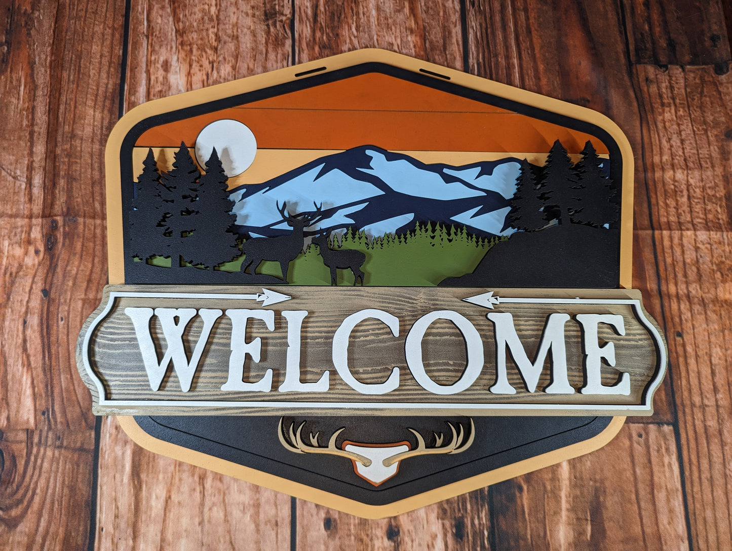 Deer Mountain Welcome Door Sign - Hunting