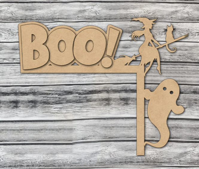 Boo! With With and Ghost Door Frame Corner