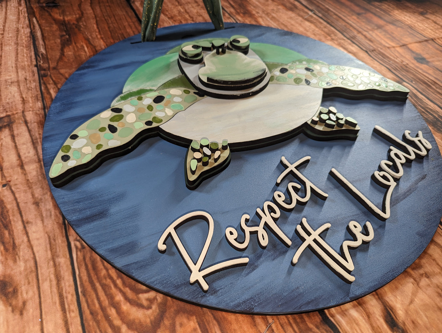 Sea Turtle Respect The Locals Door Sign