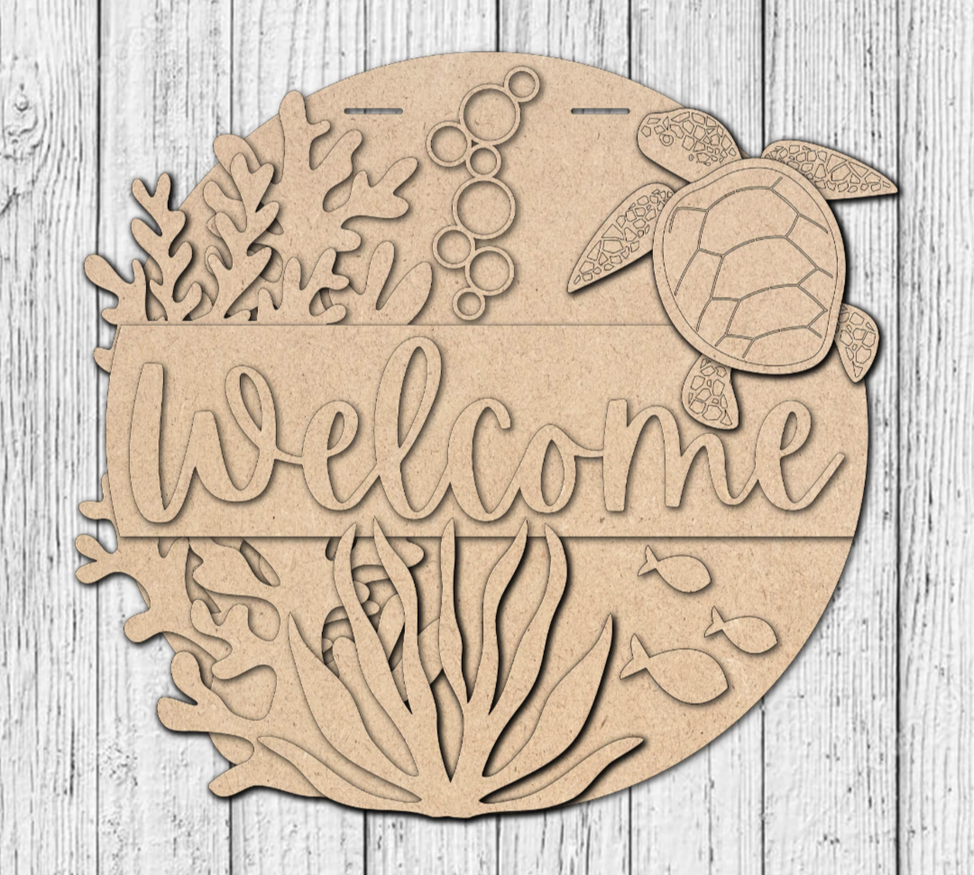 Welcome Sea Turtle Door Sign