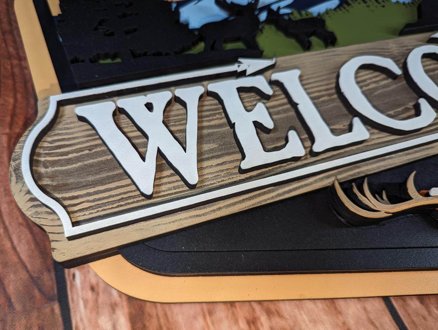 Deer Mountain Welcome Door Sign - Hunting