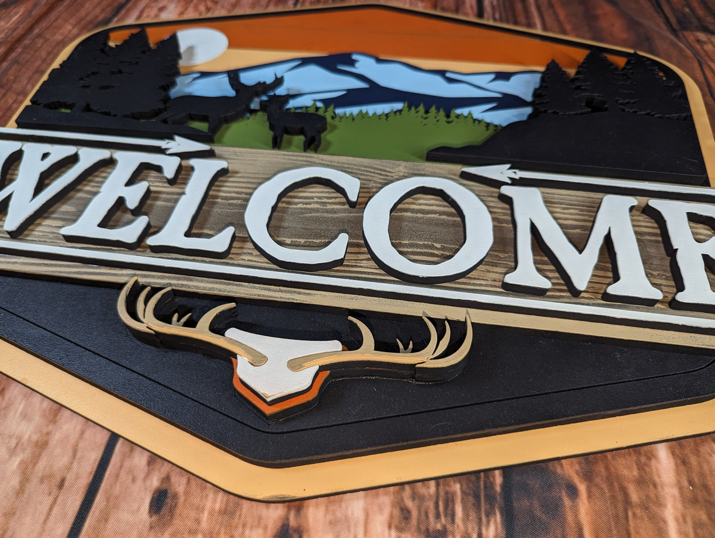 Deer Mountain Welcome Door Sign - Hunting