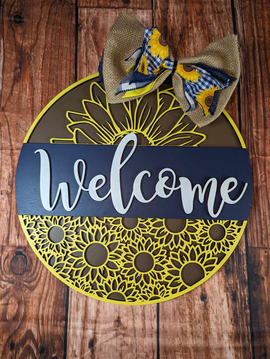 Navy Split Sunflower Half Door Sign