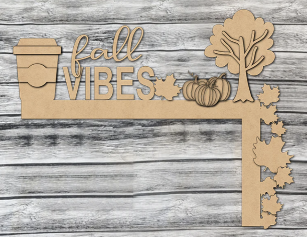 Fall Vibes Coffee and Leaves Door Frame Corner