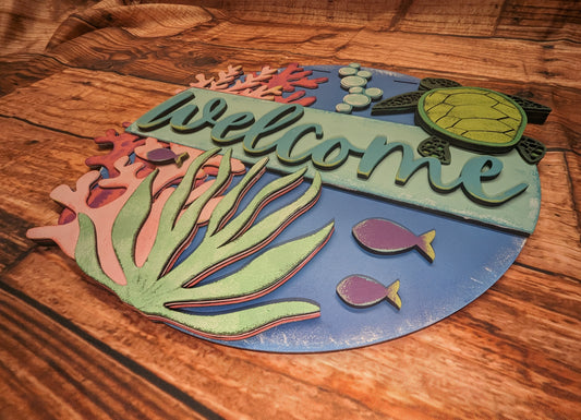 Welcome Sea Turtle Door Sign