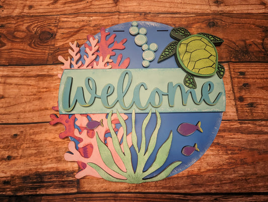 Welcome Sea Turtle Door Sign