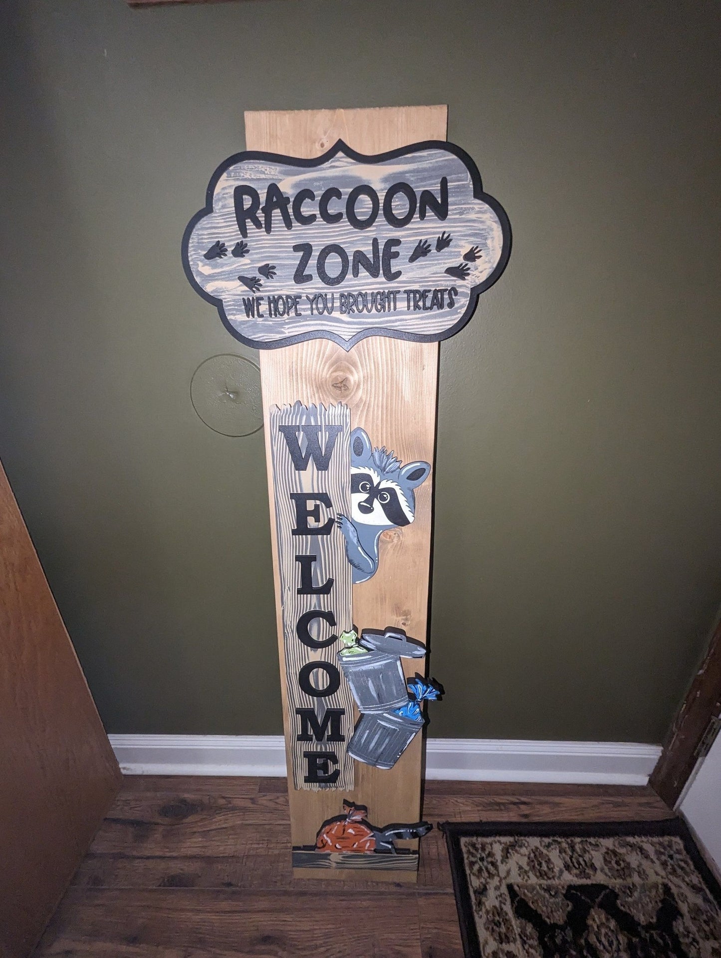 Raccoon Zone Door Leaner