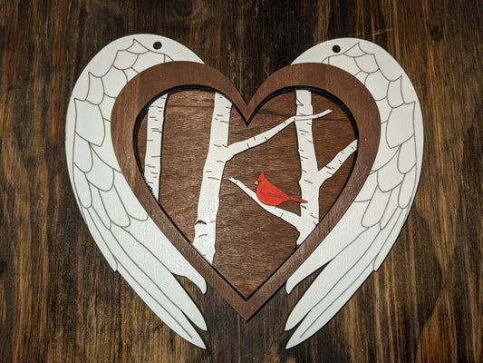 Cardinal Angel Wings Memorial Ornament