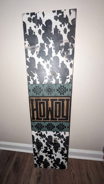 Faux Cowhide and Howdy Door Leaner