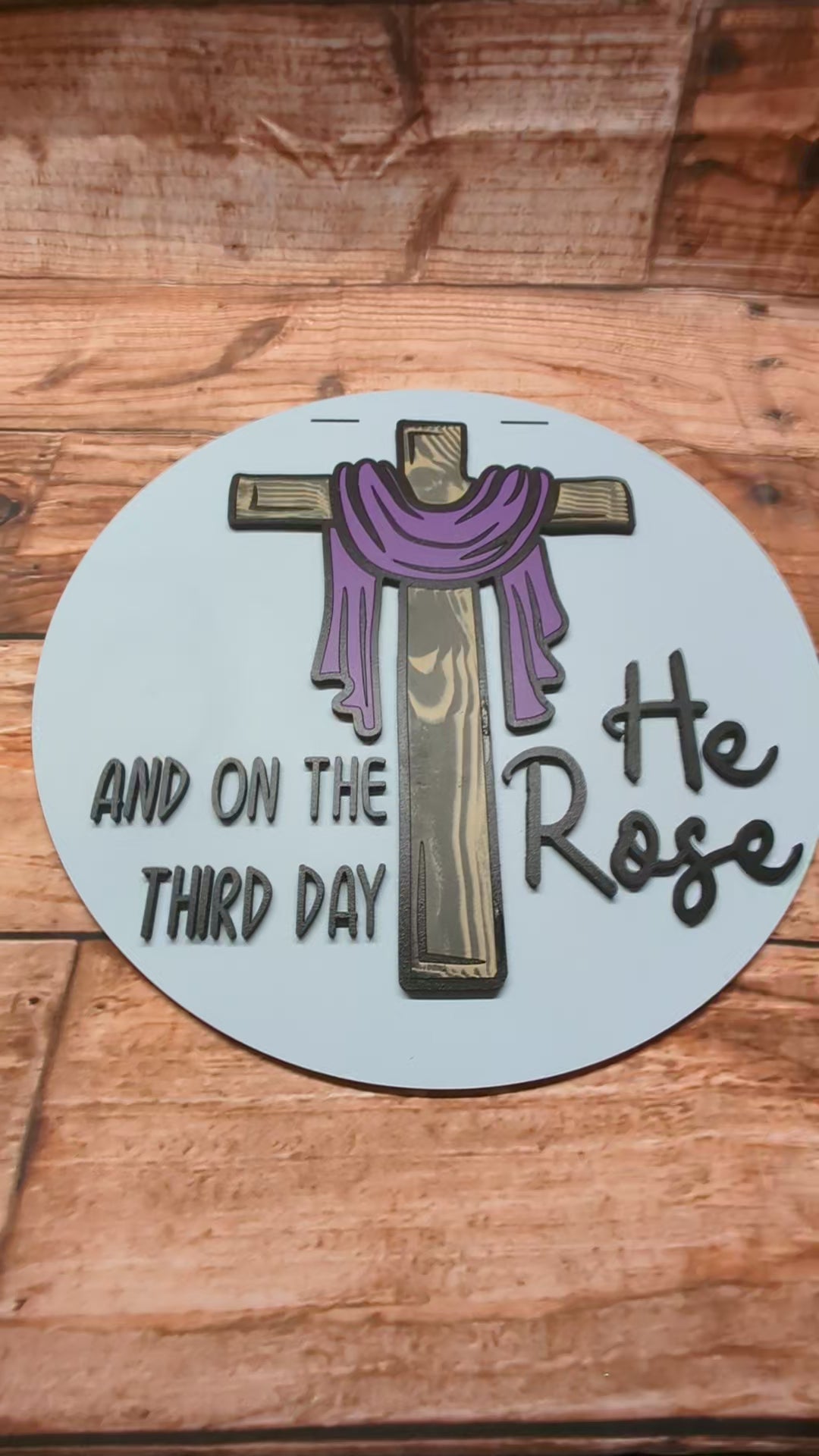 And on the Third Day He Rose Cross Door Sign – IngzArt by Ingrid