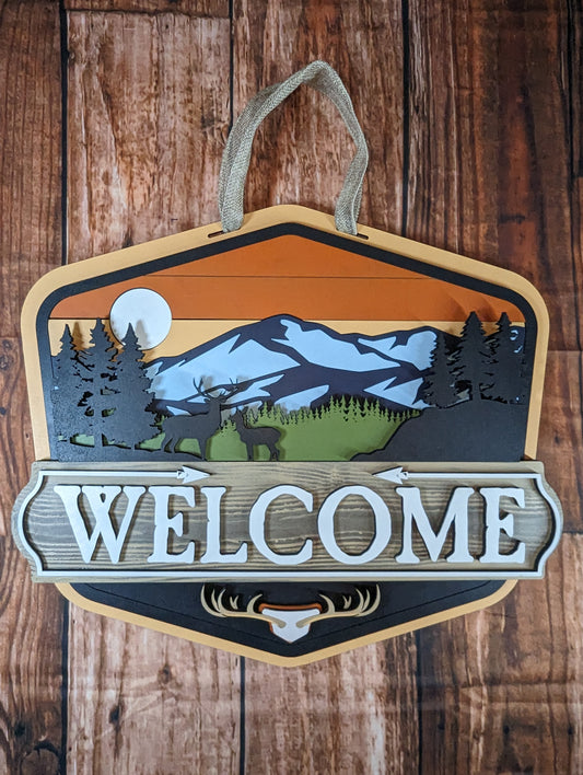 Deer Mountain Welcome Door Sign - Hunting