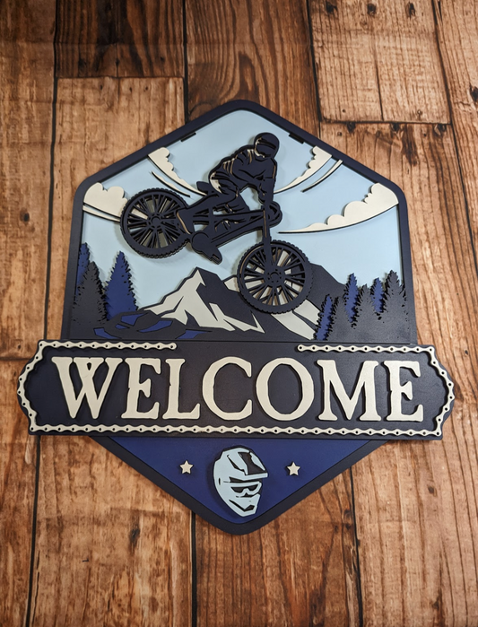 Welcome Mountain Bike Door Sign