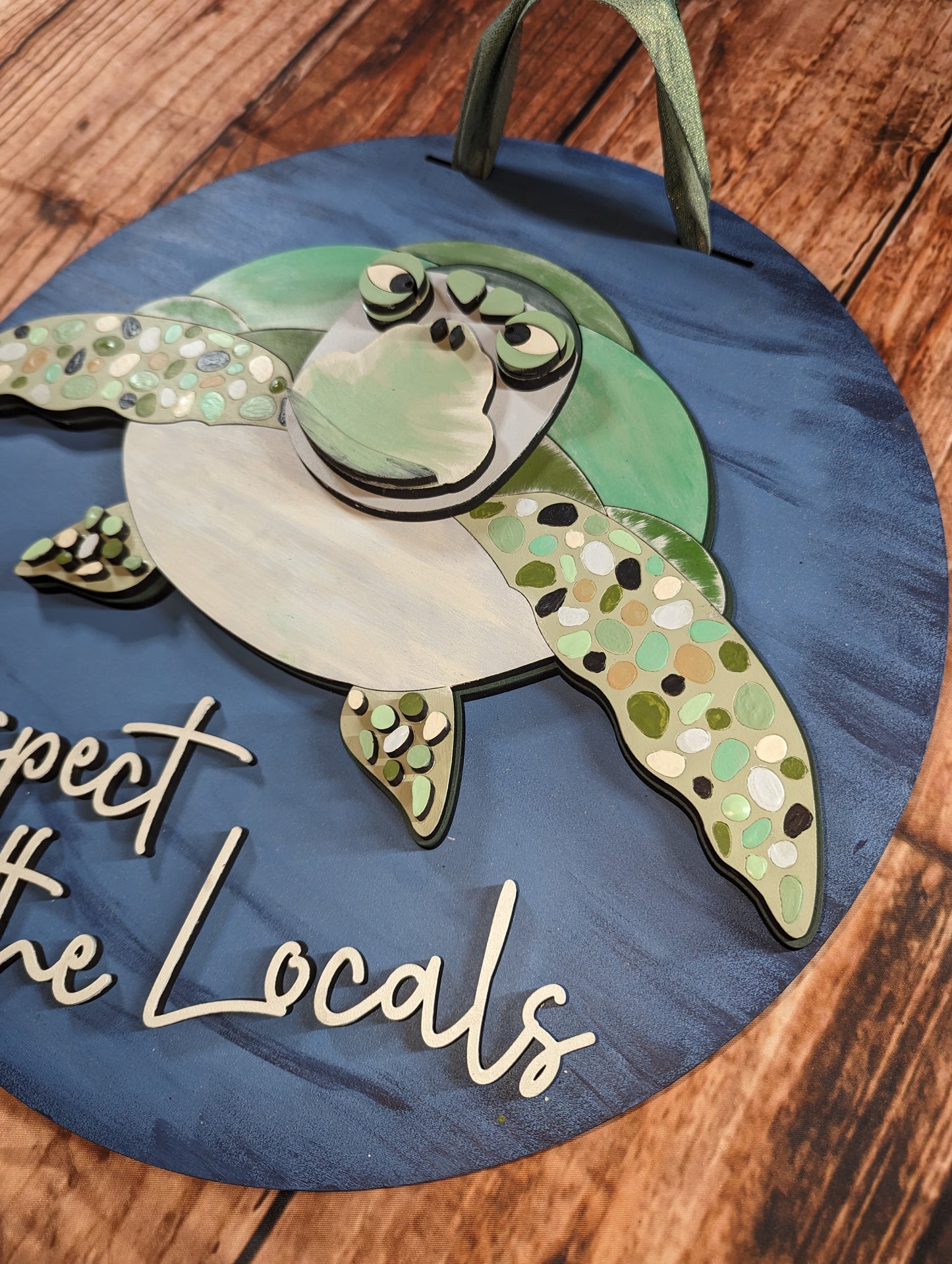 Sea Turtle Respect The Locals Door Sign