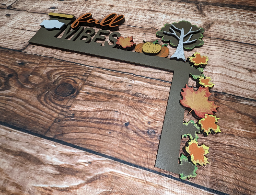 Fall Vibes Coffee and Leaves Door Frame Corner