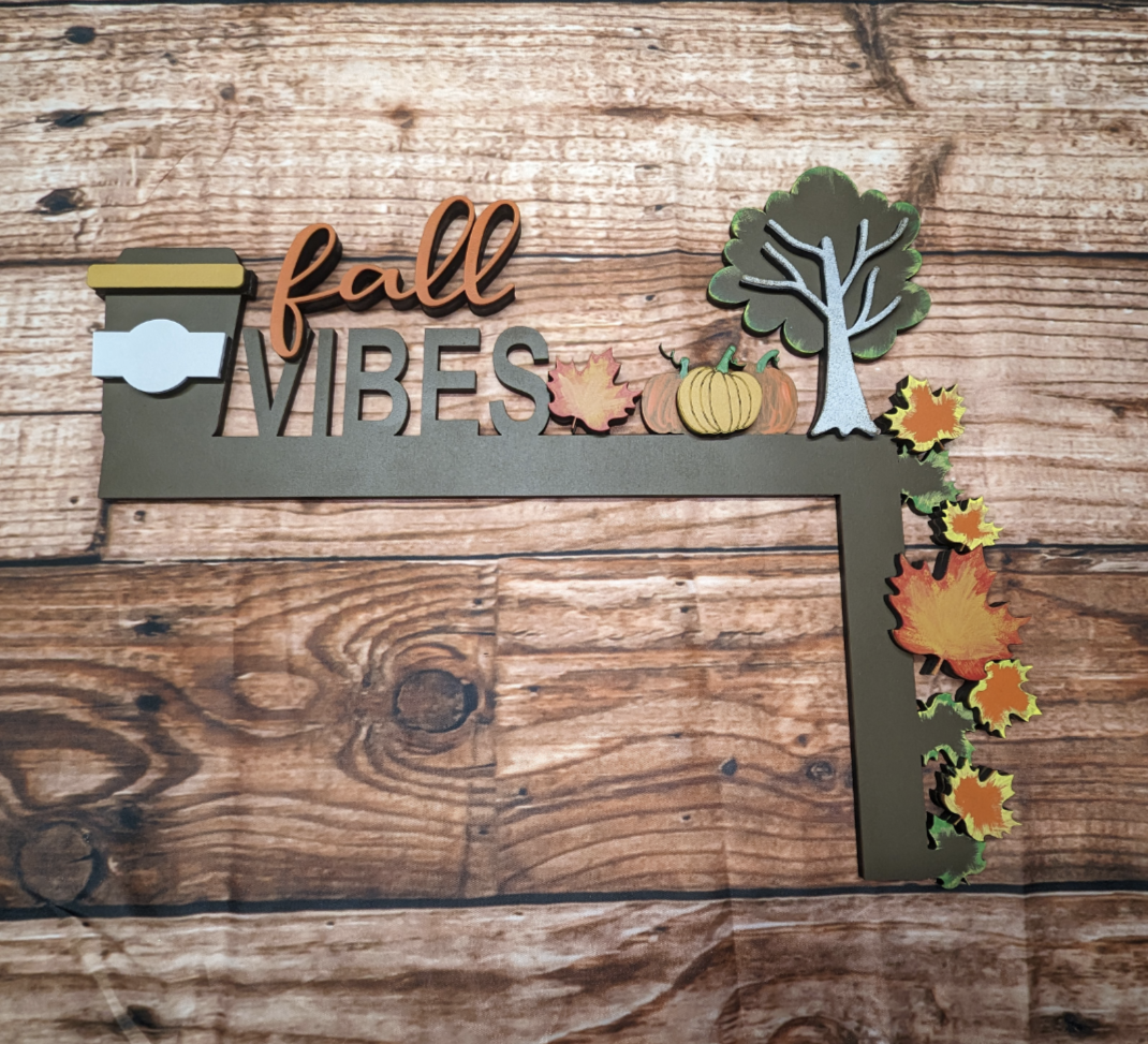 Fall Vibes Coffee and Leaves Door Frame Corner