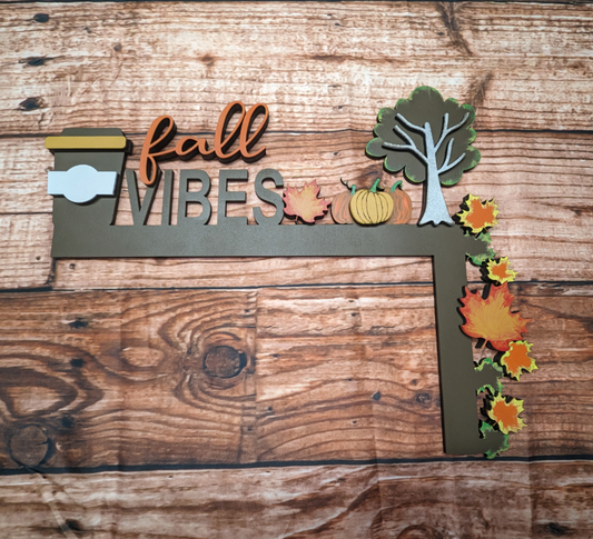 Fall Vibes Coffee and Leaves Door Frame Corner
